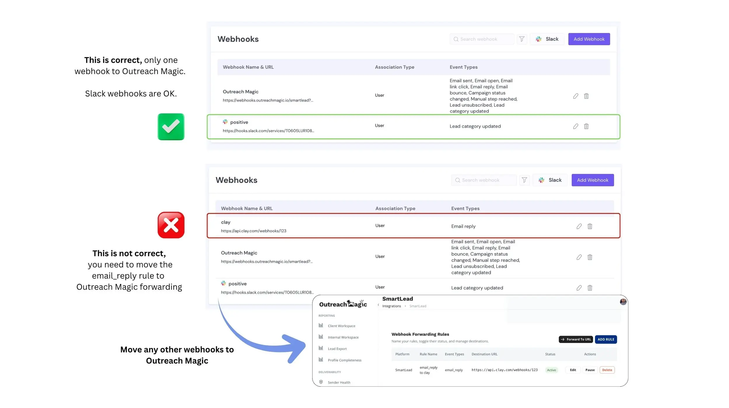 Completed Smartlead webhook configuration example